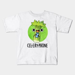 Cel-lery Phone Cute Celery Veggie Pun Kids T-Shirt